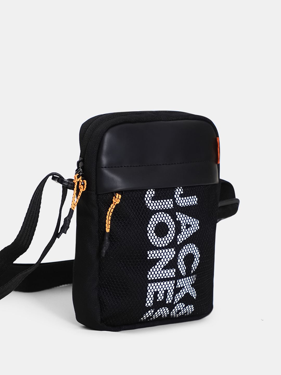 Black Mesh Detail Sling Bag