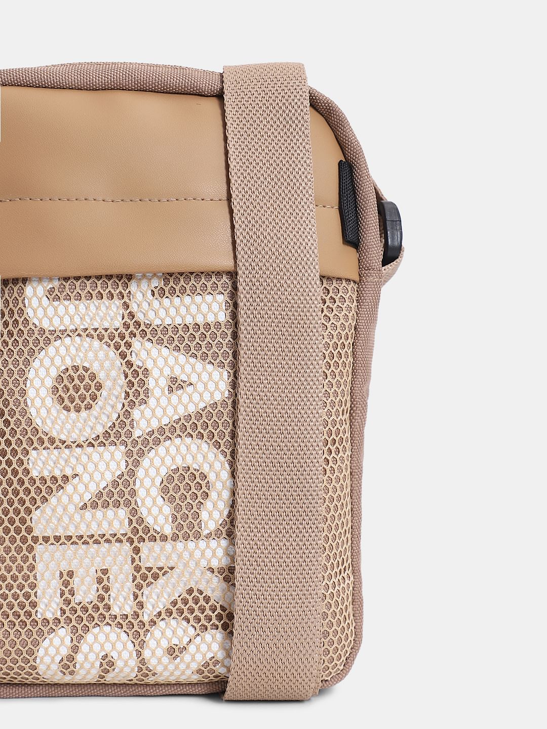 Beige Mesh Sling Bag