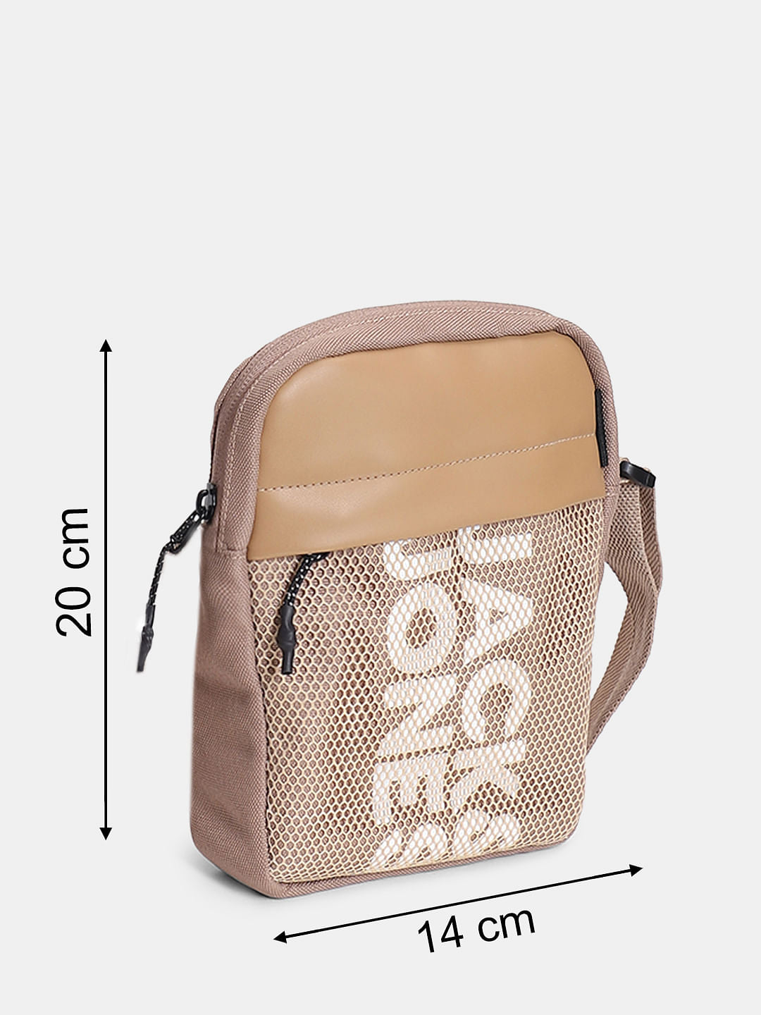 Beige Mesh Sling Bag