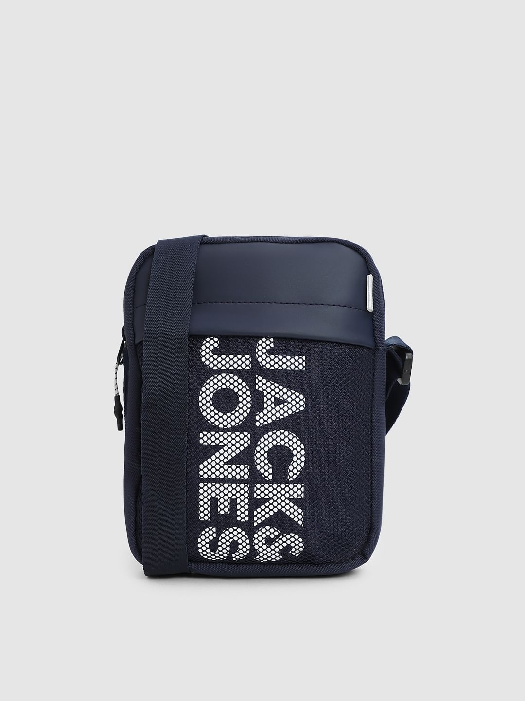 Navy Blue Mesh Detail Sling Bag