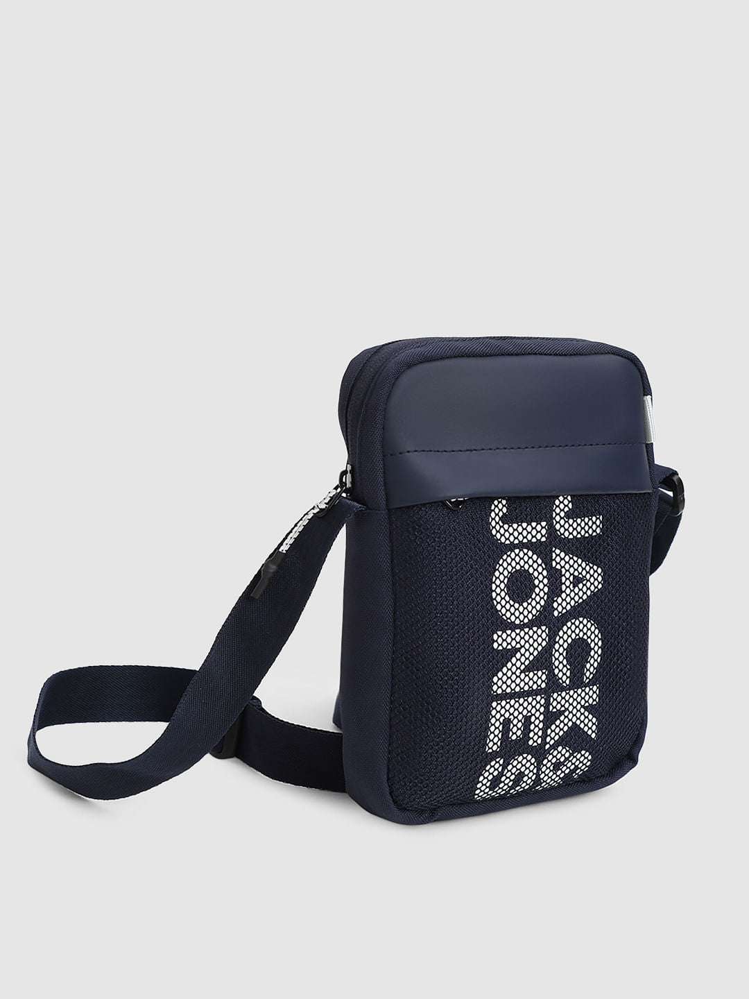 Navy Blue Mesh Detail Sling Bag