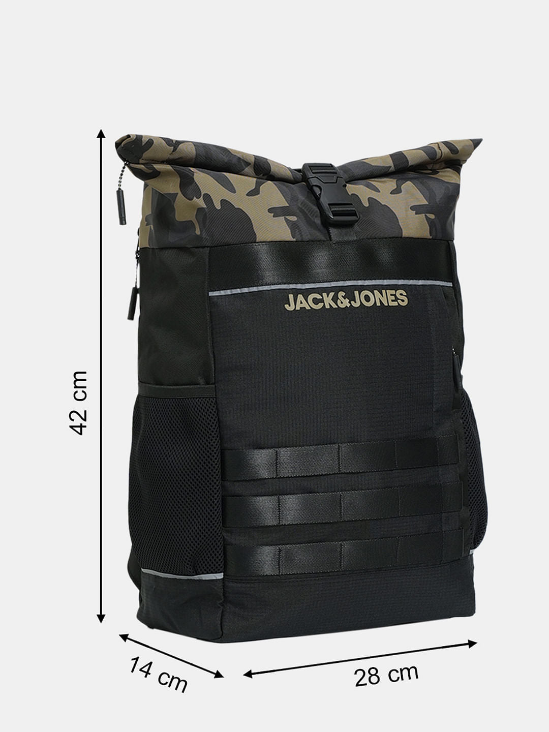 Olive Camo Print Roll-Top Backpack