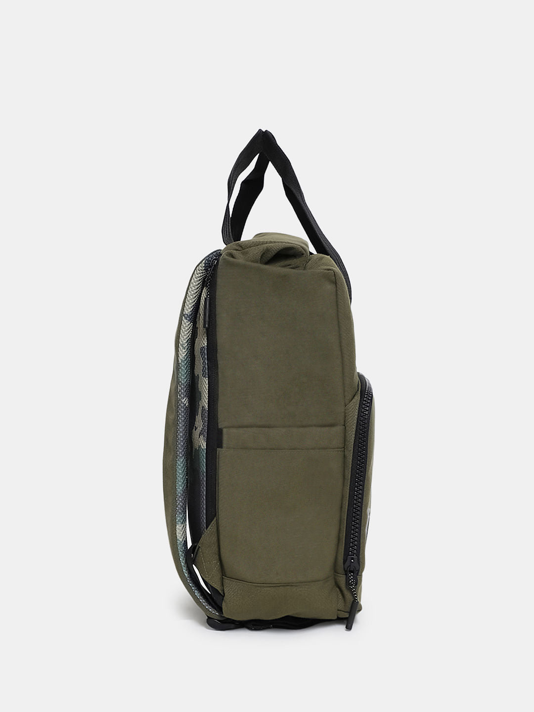 Olive Camo Print Roll-Top Backpack