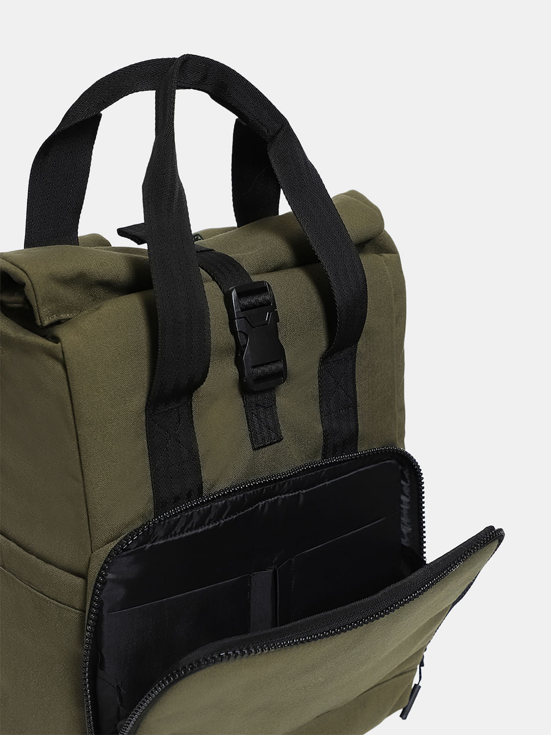 Olive Camo Print Roll-Top Backpack