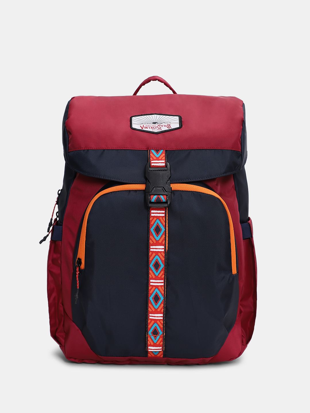 Red Colourblocked Backpack
