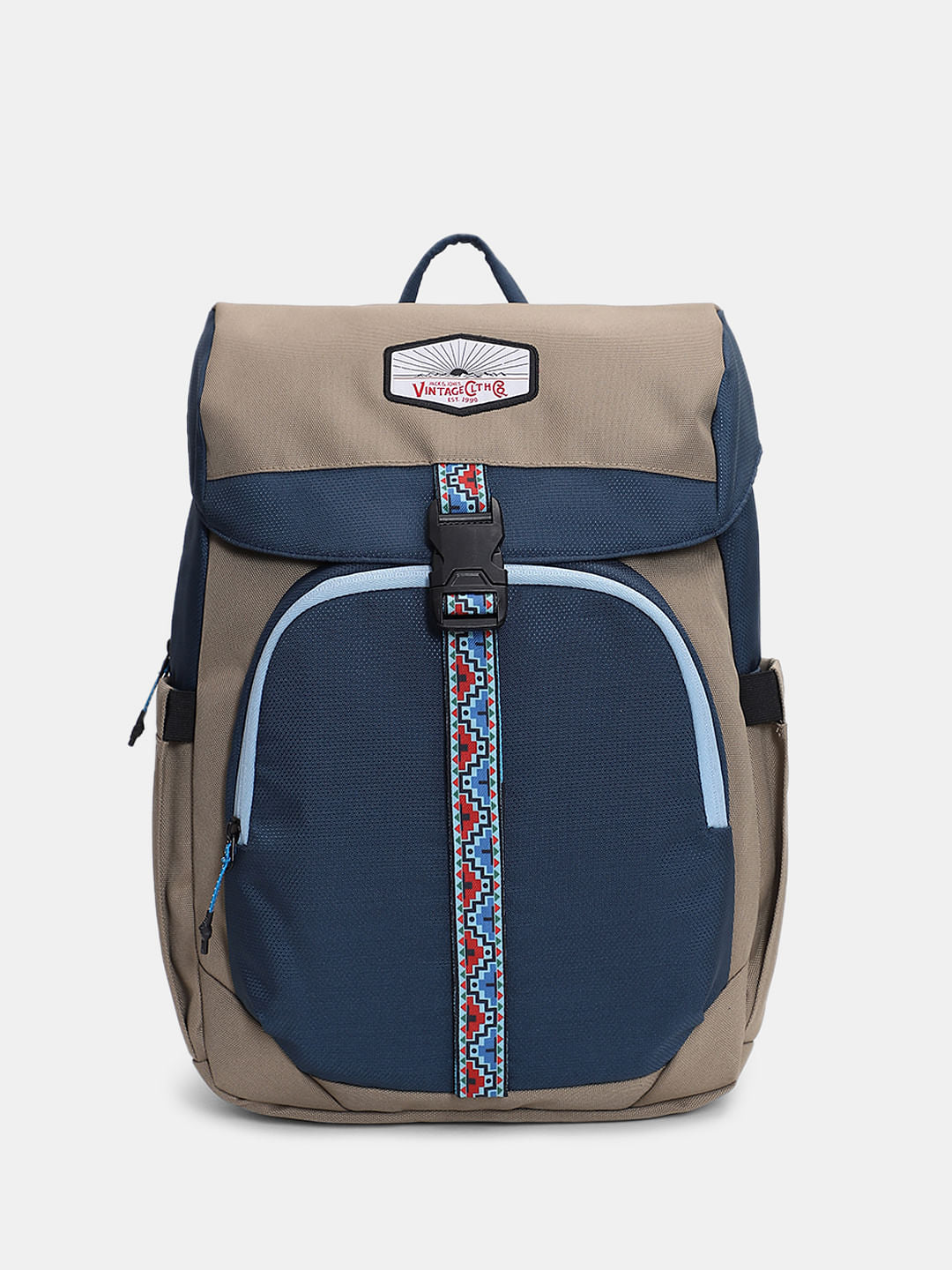 Brown Colourblocked Backpack