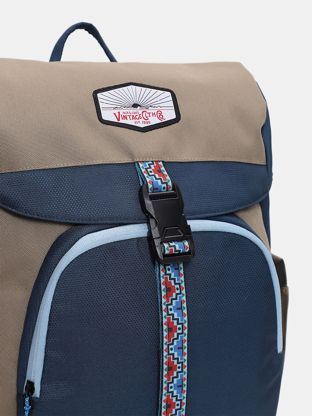 Brown Colourblocked Backpack