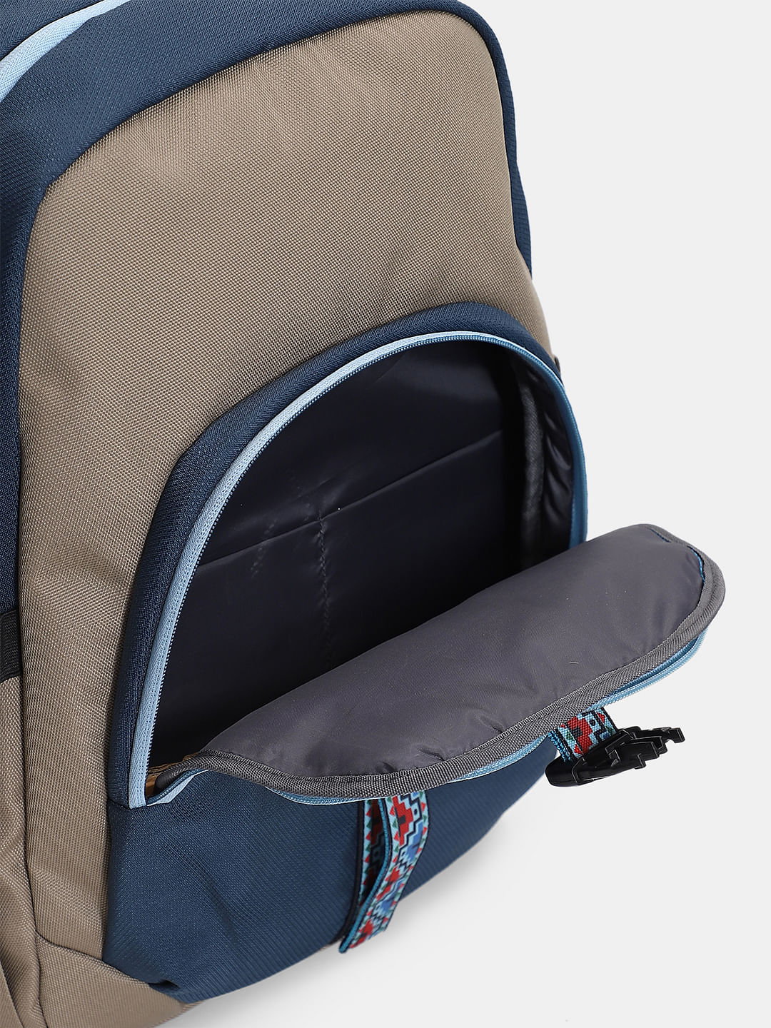 Brown Colourblocked Backpack