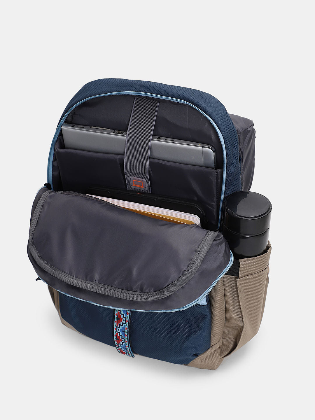 Brown Colourblocked Backpack