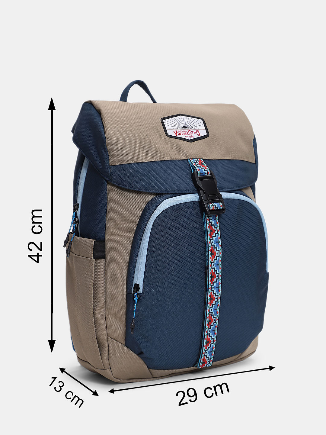 Brown Colourblocked Backpack