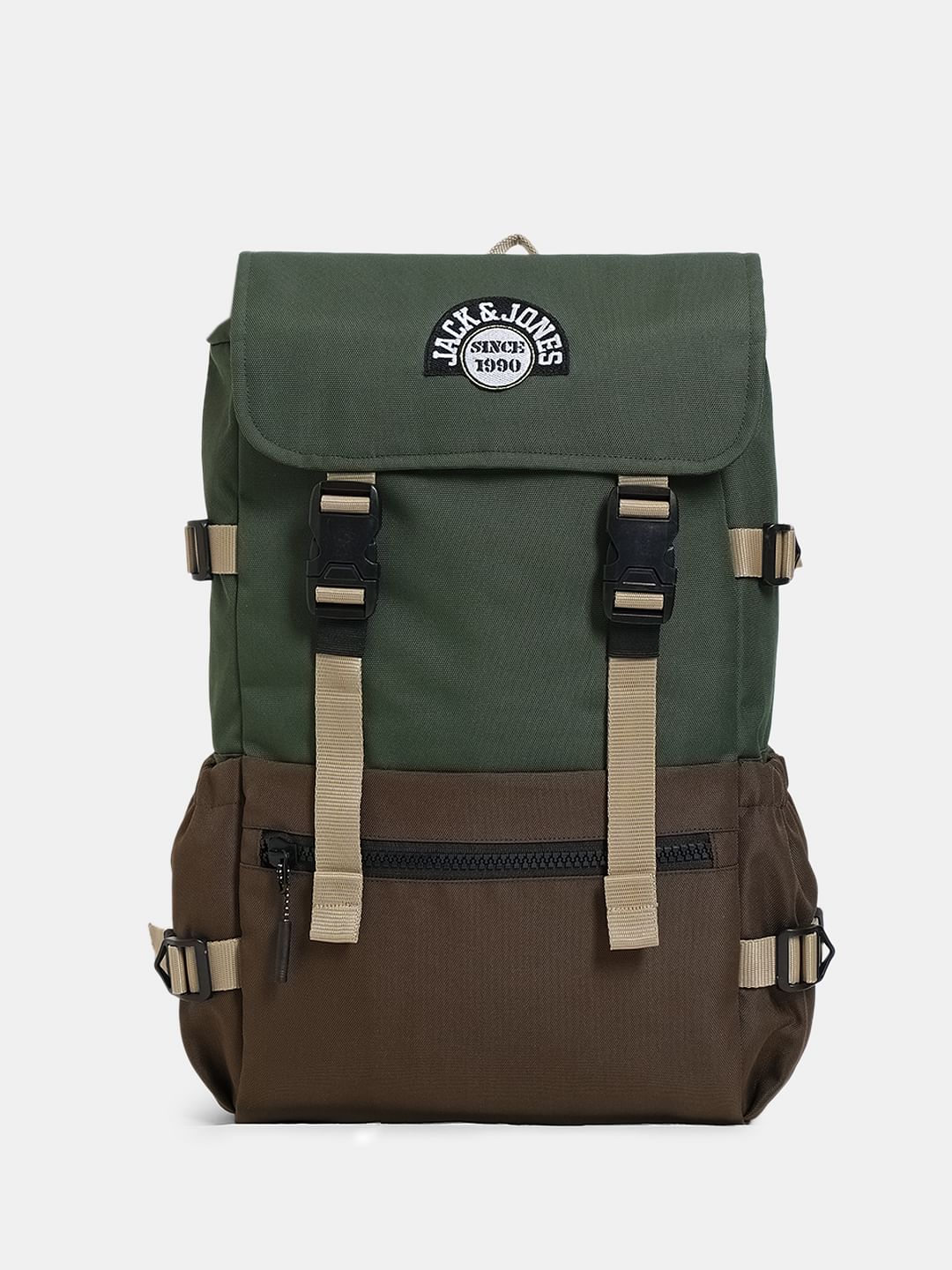 Green Colourblocked Backpack