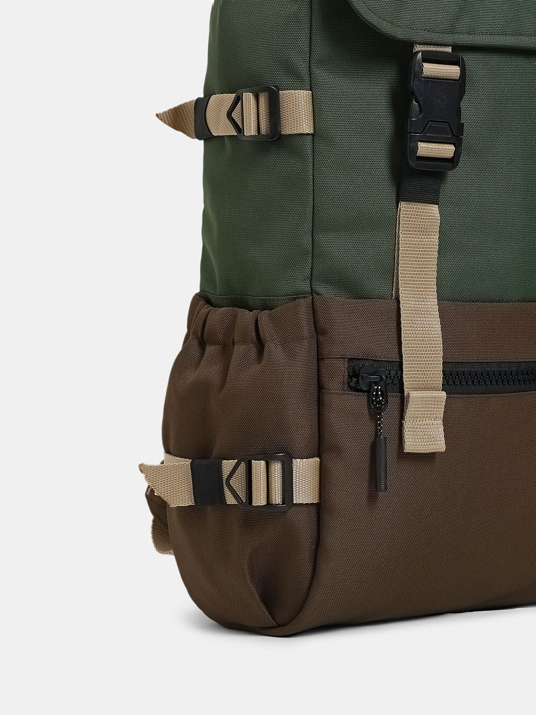 Green Colourblocked Backpack