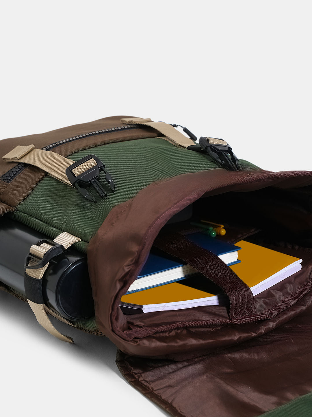 Green Colourblocked Backpack