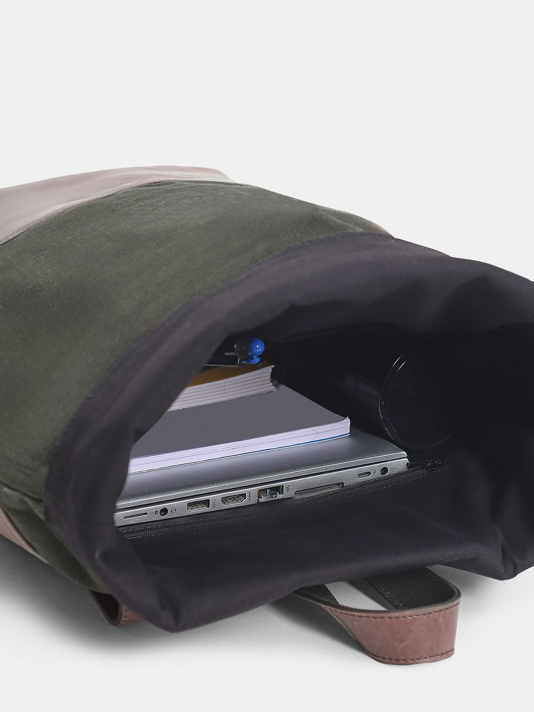 Military Green Colourblocked Backpack