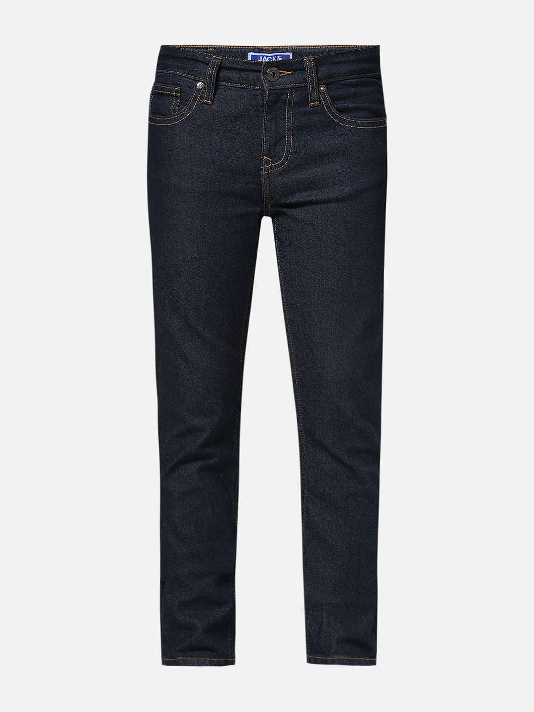 Boys Dark Blue Mid Rise Slim Fit Jeans