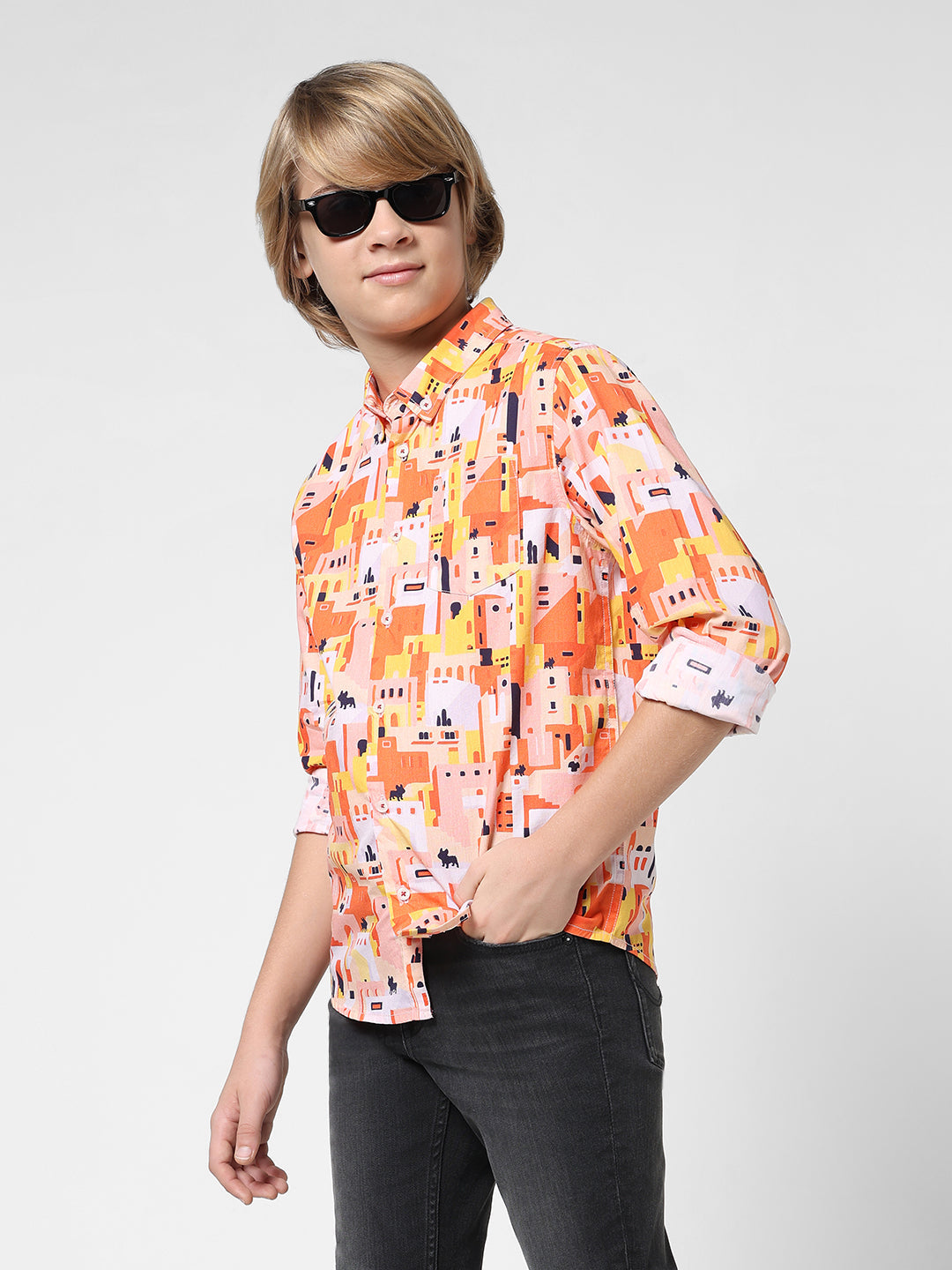 Boys Printed Cotton Shirt