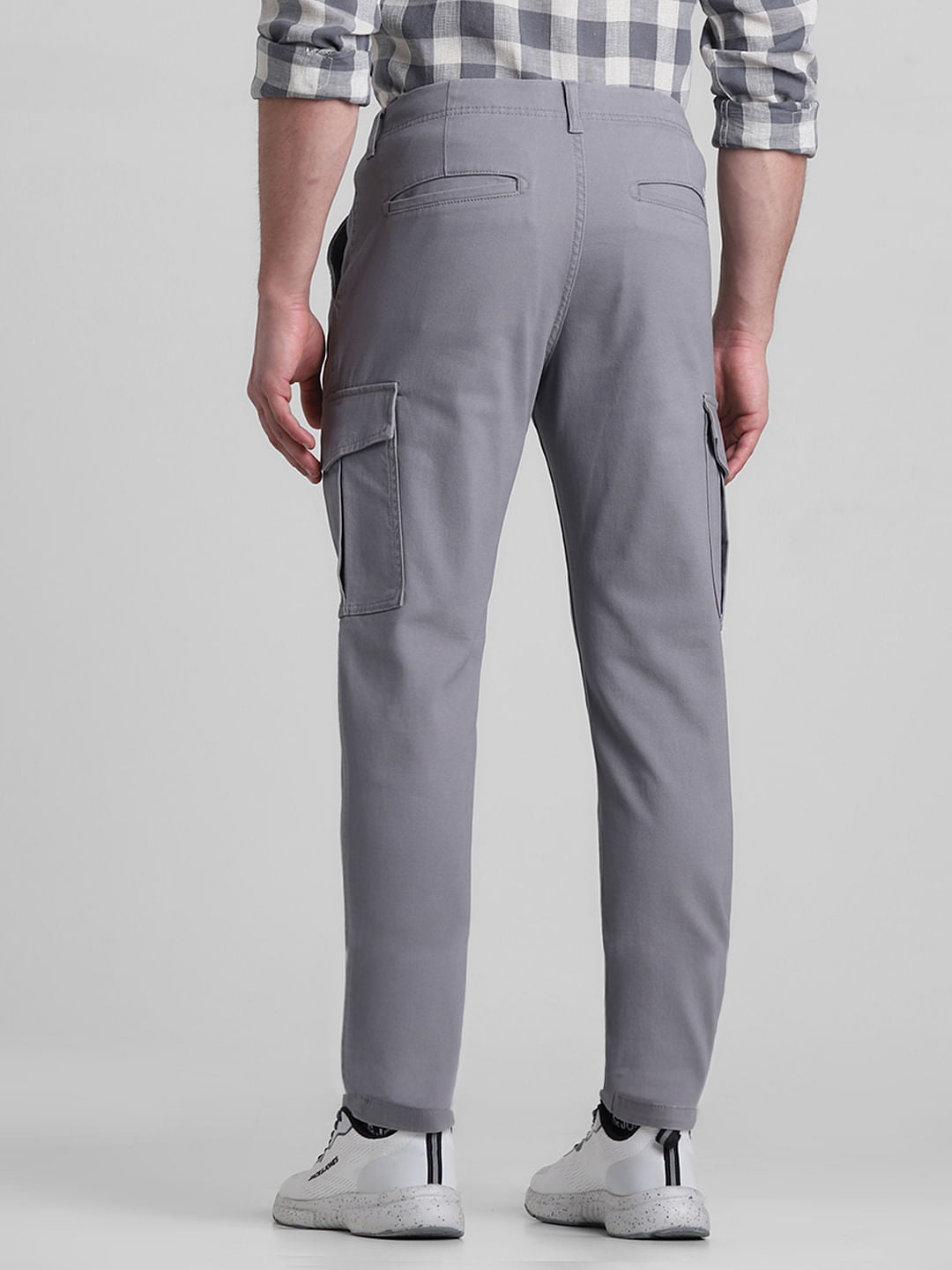 Grey Mid Rise Slim Fit Pants