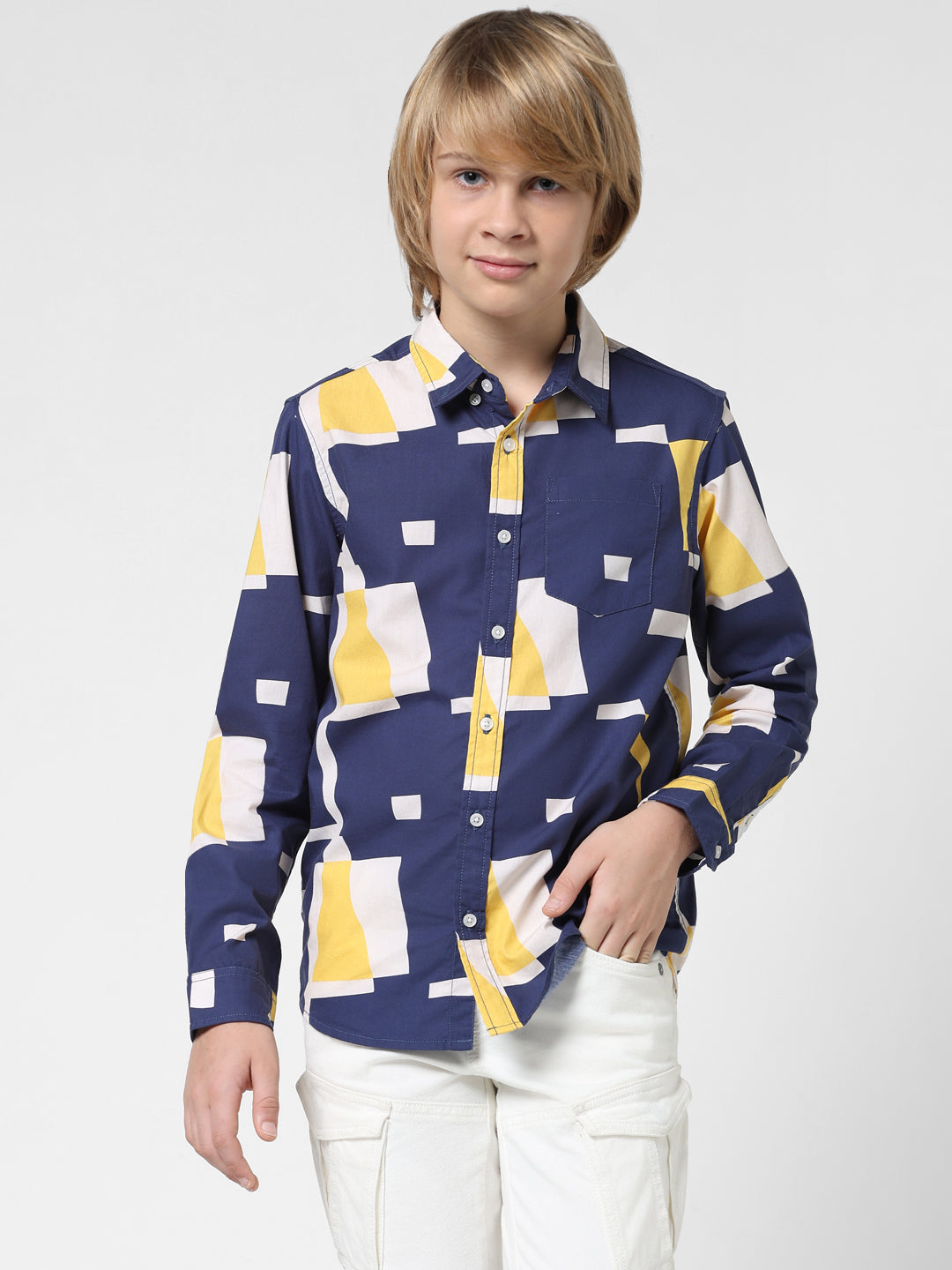Boys Abstract Print Cotton Shirt