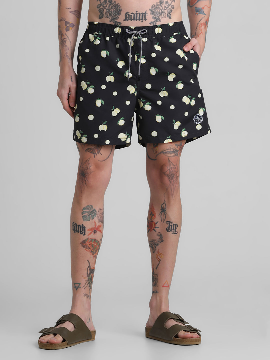 Black Printed Swim Shorts