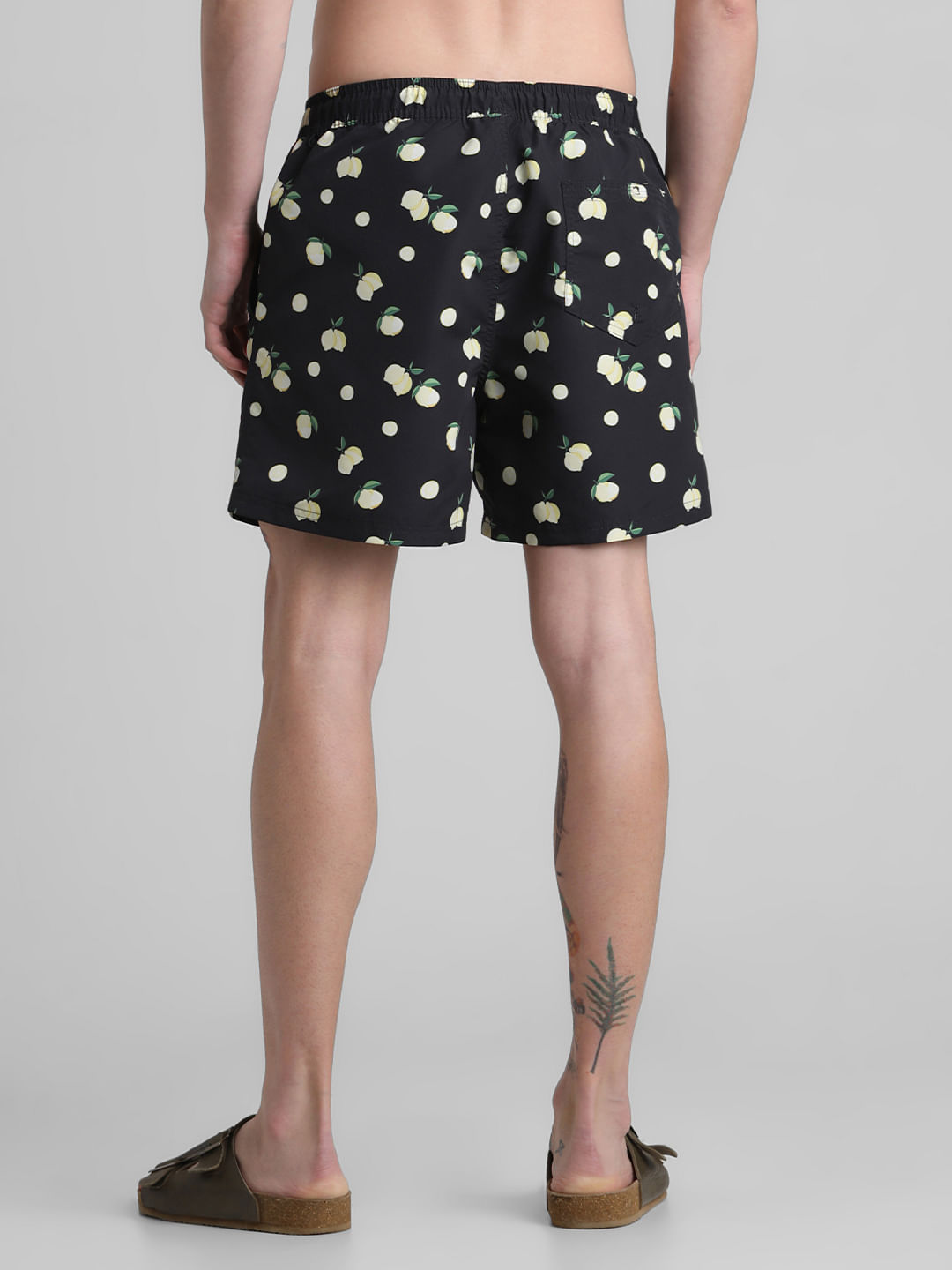 Black Printed Swim Shorts