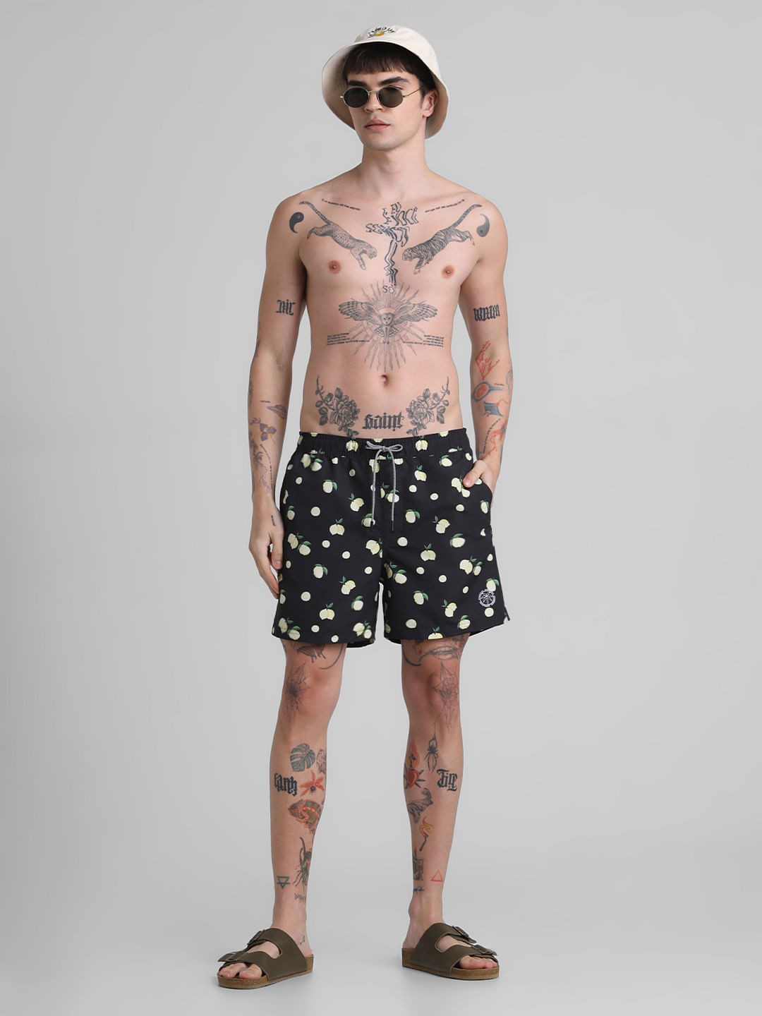 Black Printed Swim Shorts