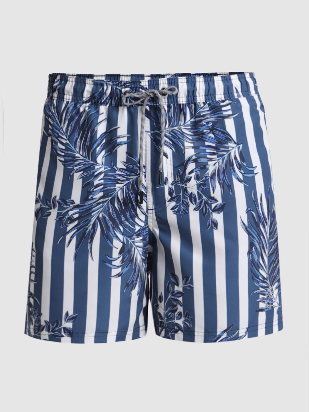 Blues Striped Print Swim Shorts