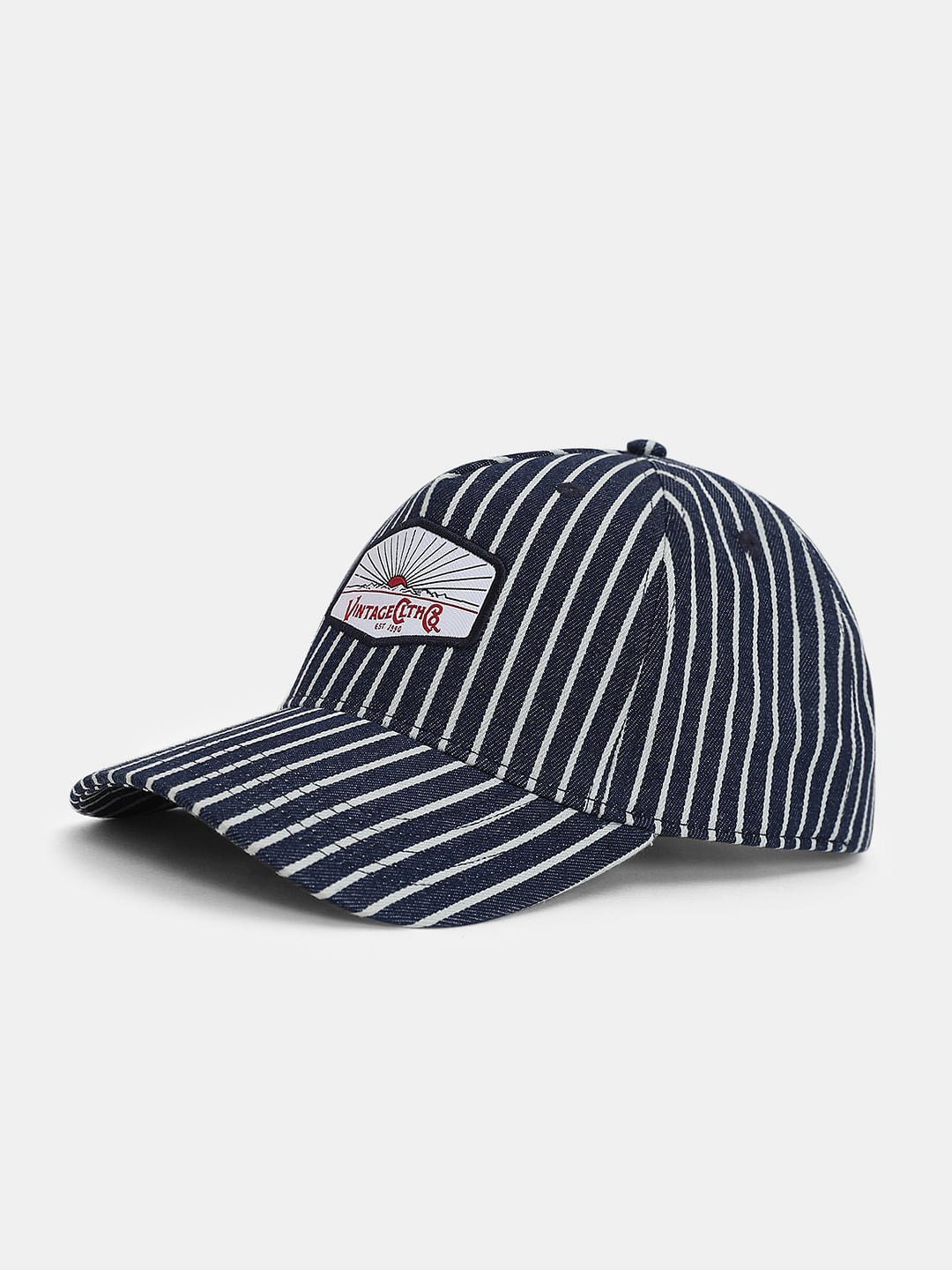 Dark Blue Striped Denim Cap