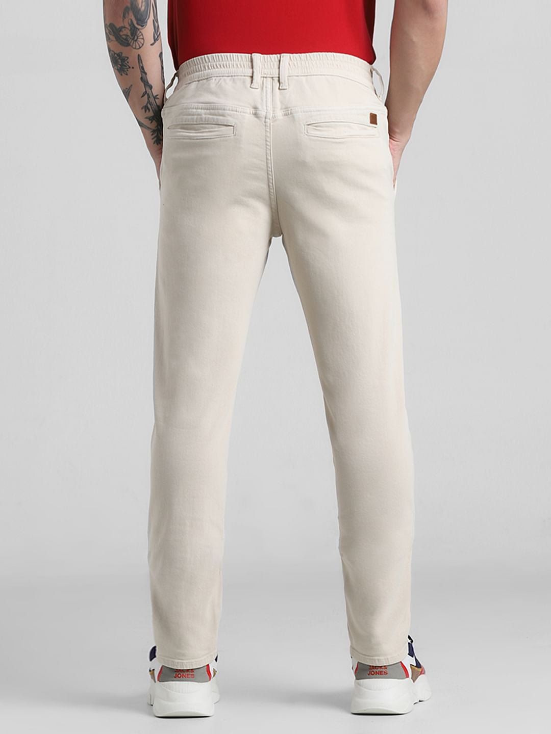 Ecru Mid Rise Slim Fit Pants