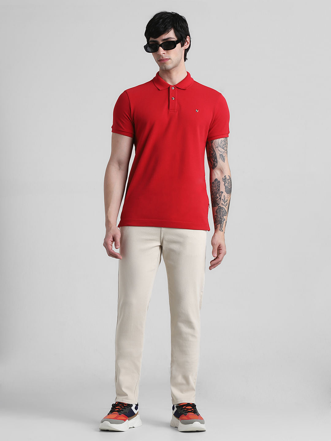 Ecru Mid Rise Slim Fit Pants