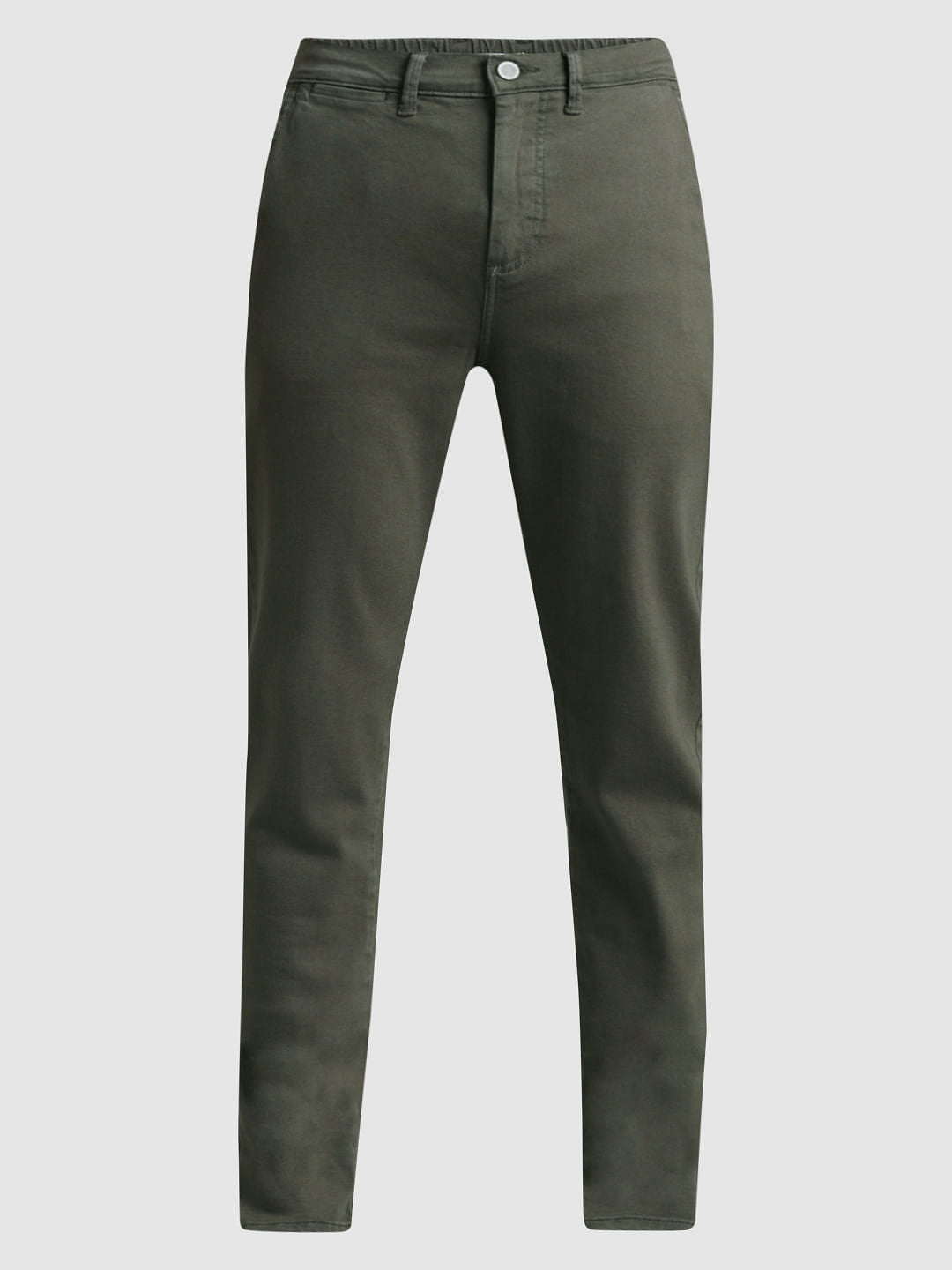 Green Mid Rise Slim Fit Pants
