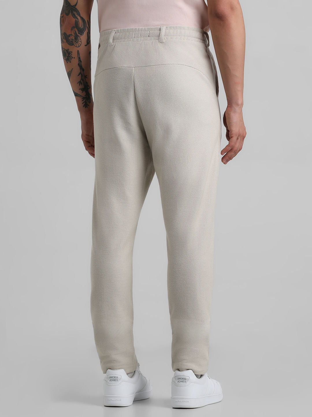Beige Low Rise Jacquard Knit Sweatpants