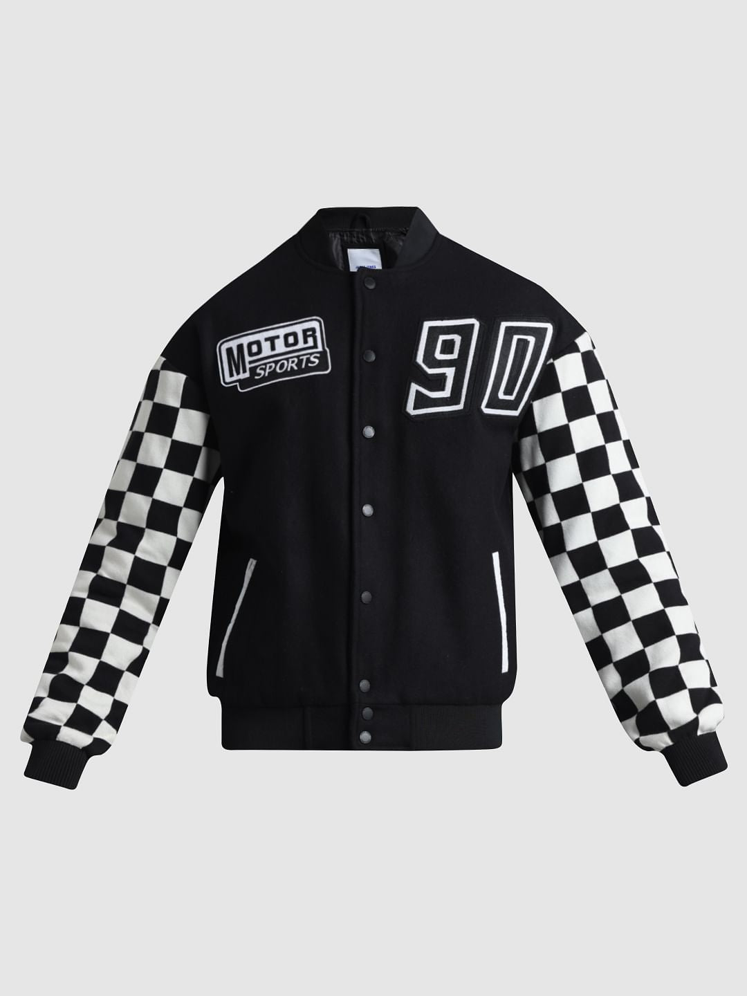 URBAN RACERS by Jack & Jones Black Motocheck Bomber Jacket