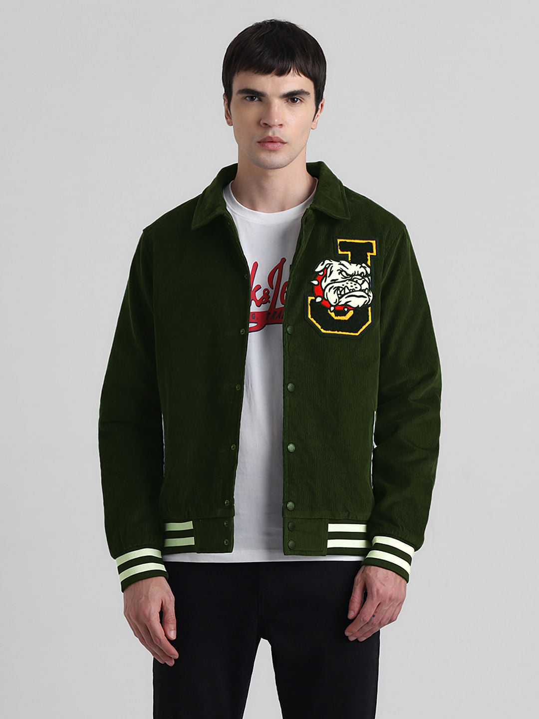 Green Applique Doggo Print Jacket