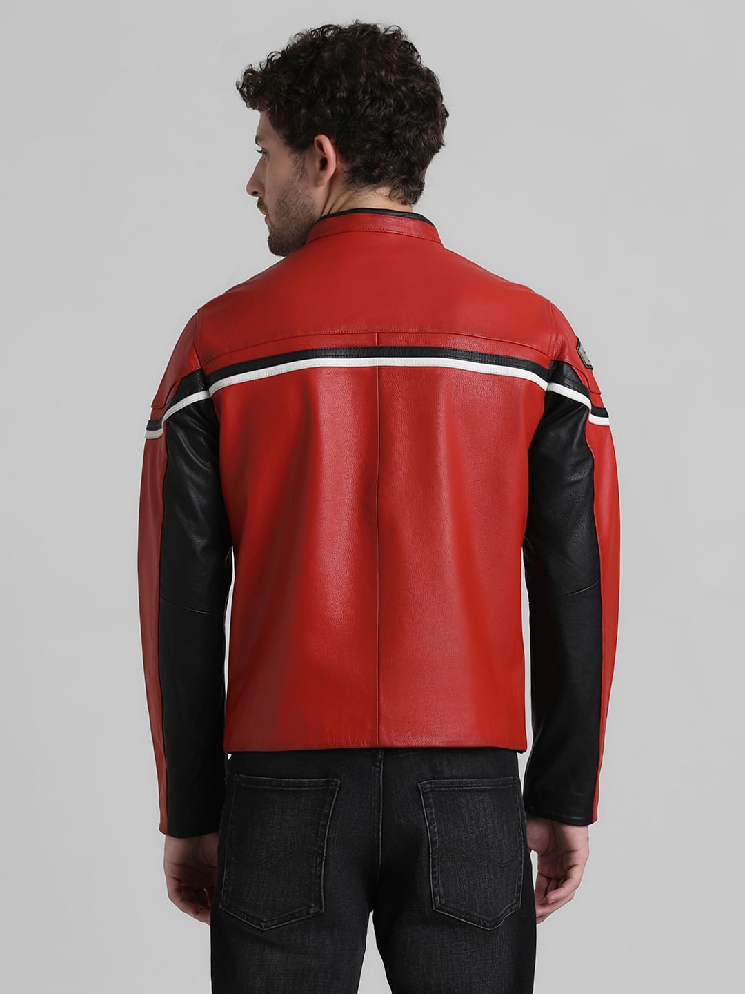 URBAN RACERS by JACK&JONES RED RACER LEATHER JACKET