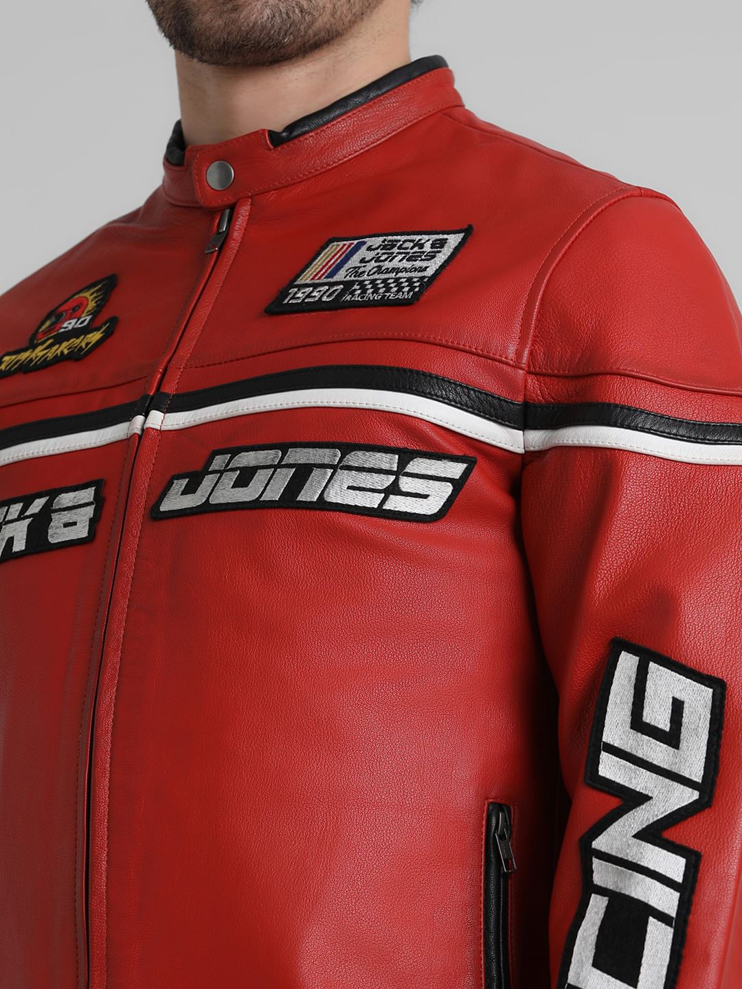 URBAN RACERS by JACK&JONES RED RACER LEATHER JACKET