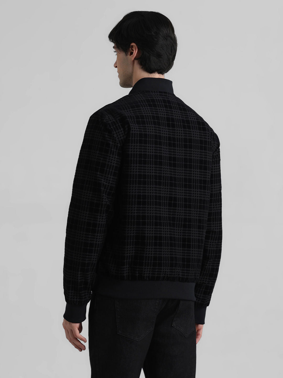 Black Printed Bomber Jacket