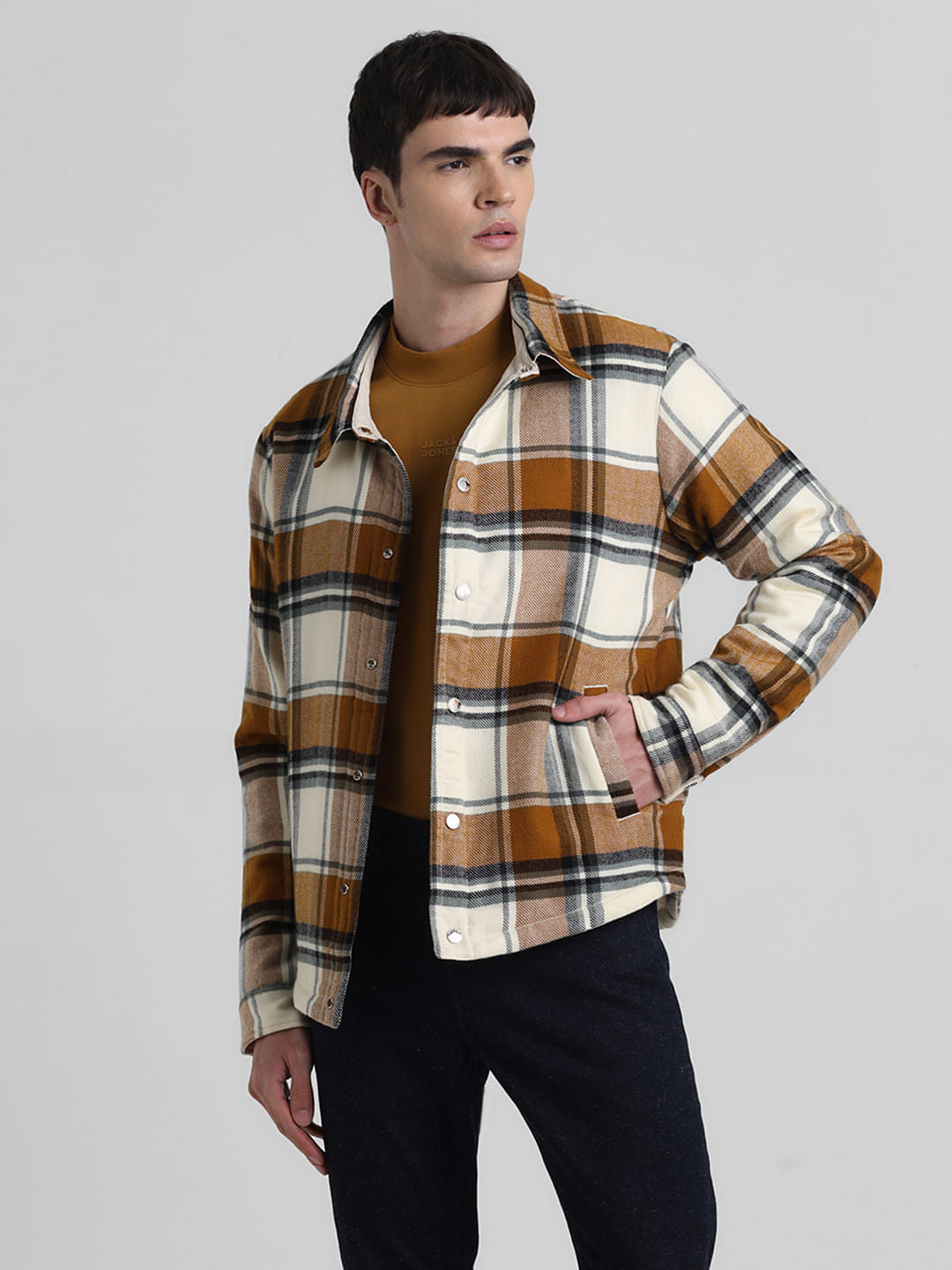 Beige Check Reversible Shacket
