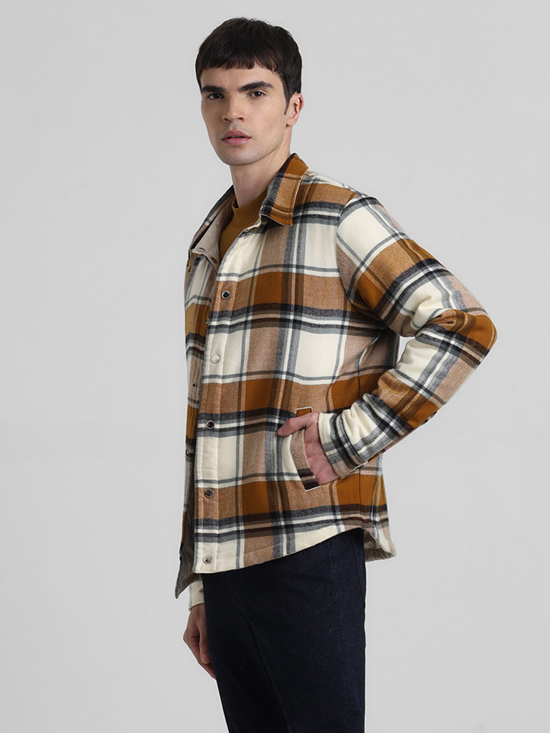 Beige Check Reversible Shacket