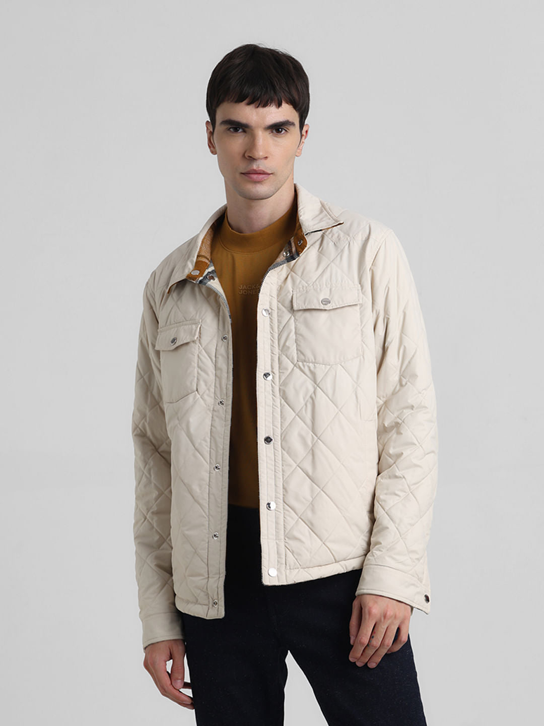 Beige Check Reversible Shacket