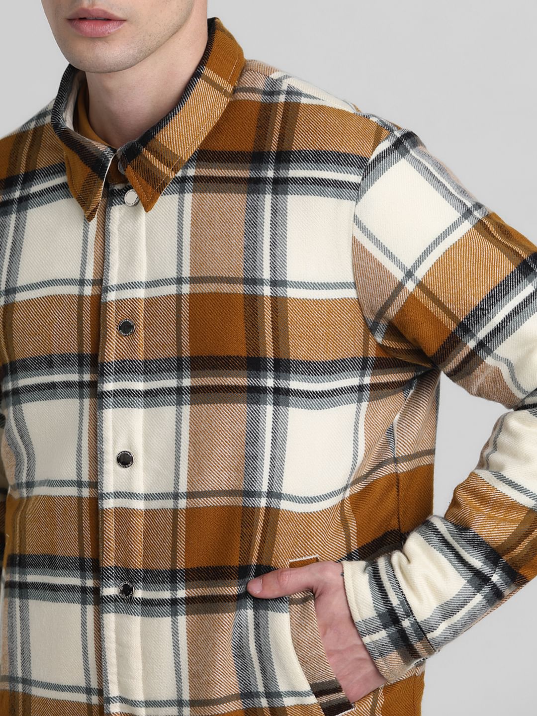Beige Check Reversible Shacket