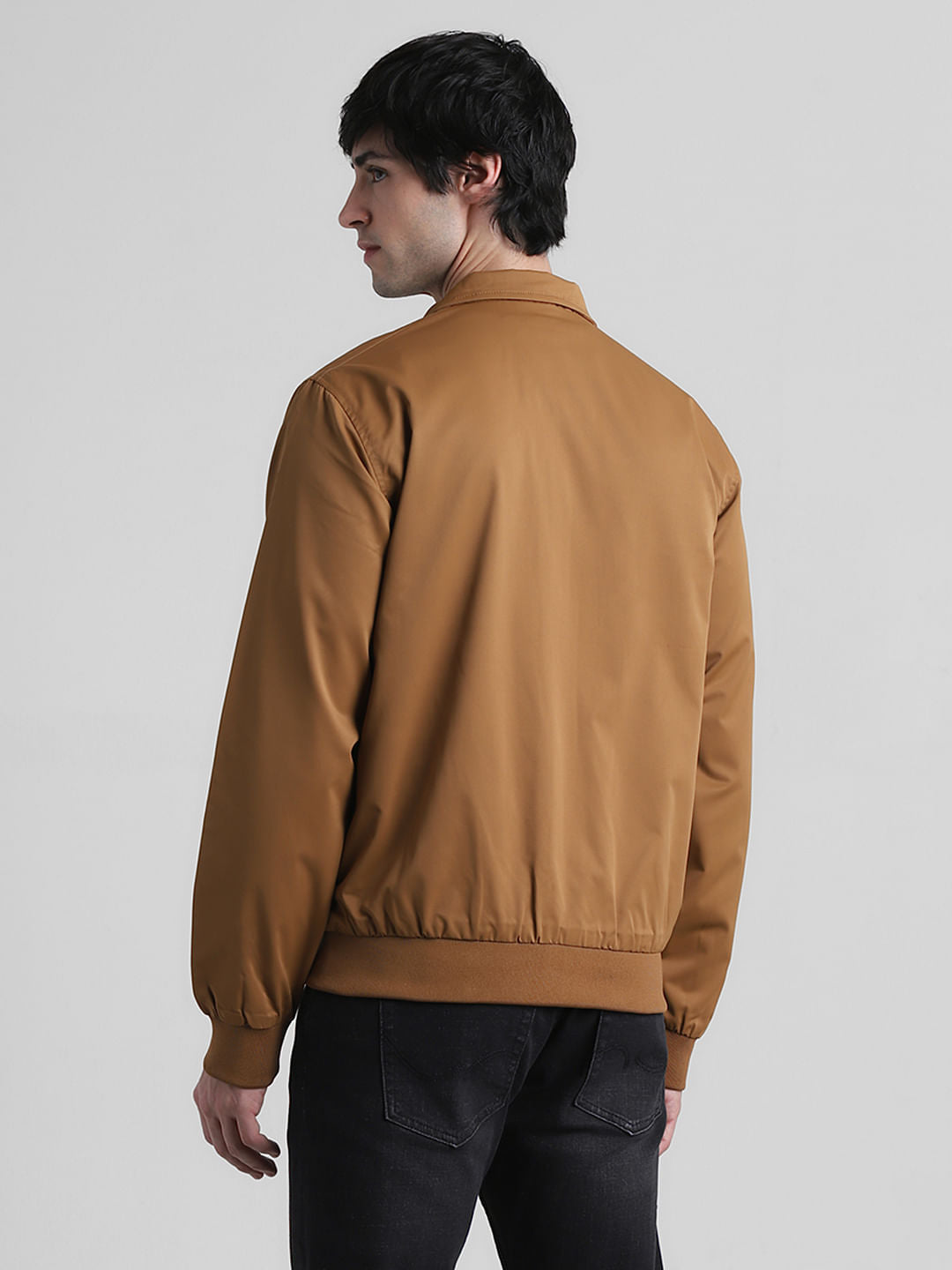Dark Brown Casual High Neck Jacket