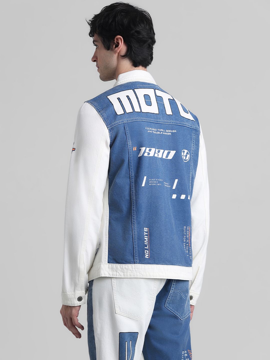 URBAN RACERS by JACK&JONES White Colourblocked Denim Jacket