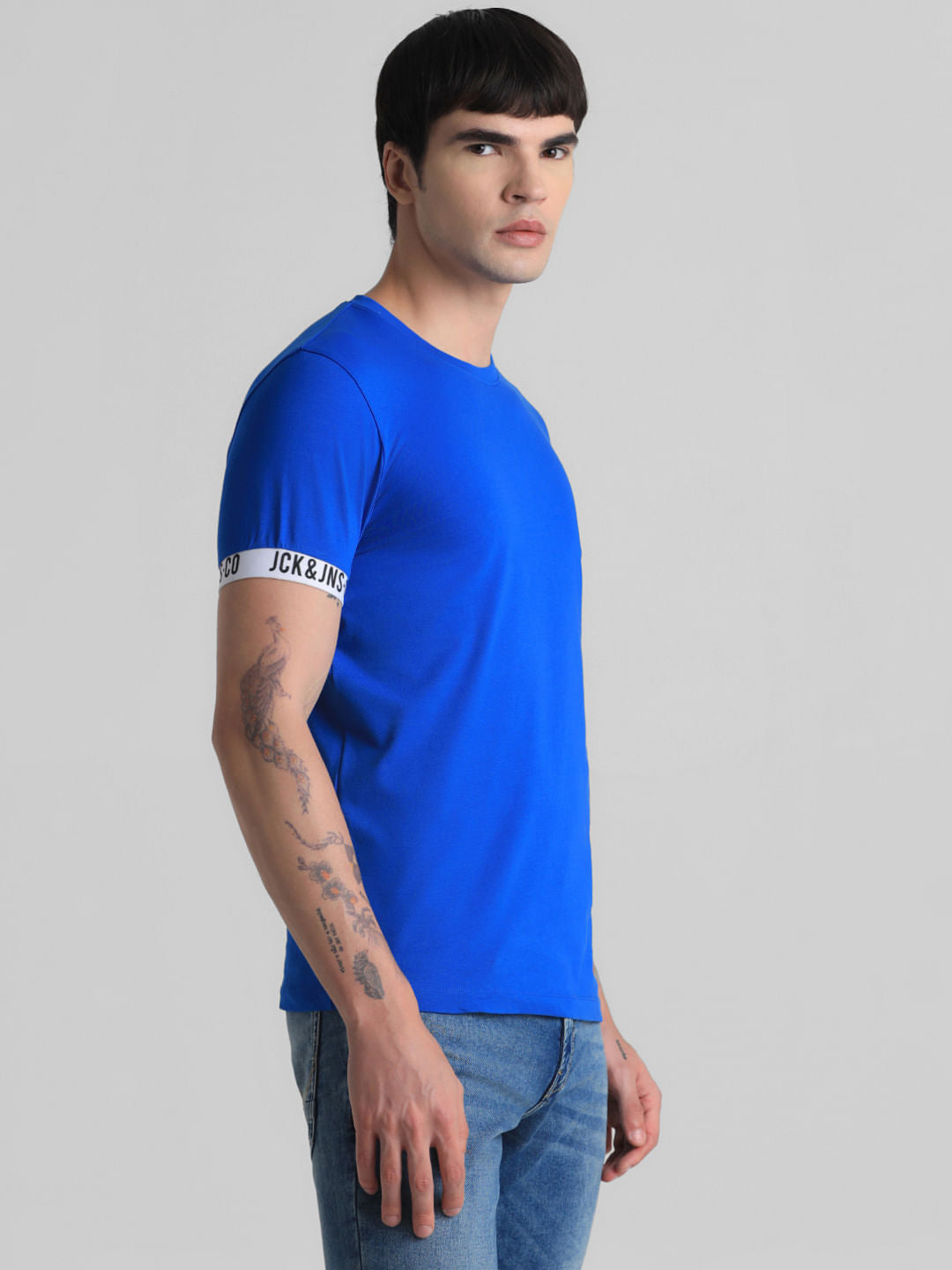 Blue Jacquard Slim Fit T-shirt