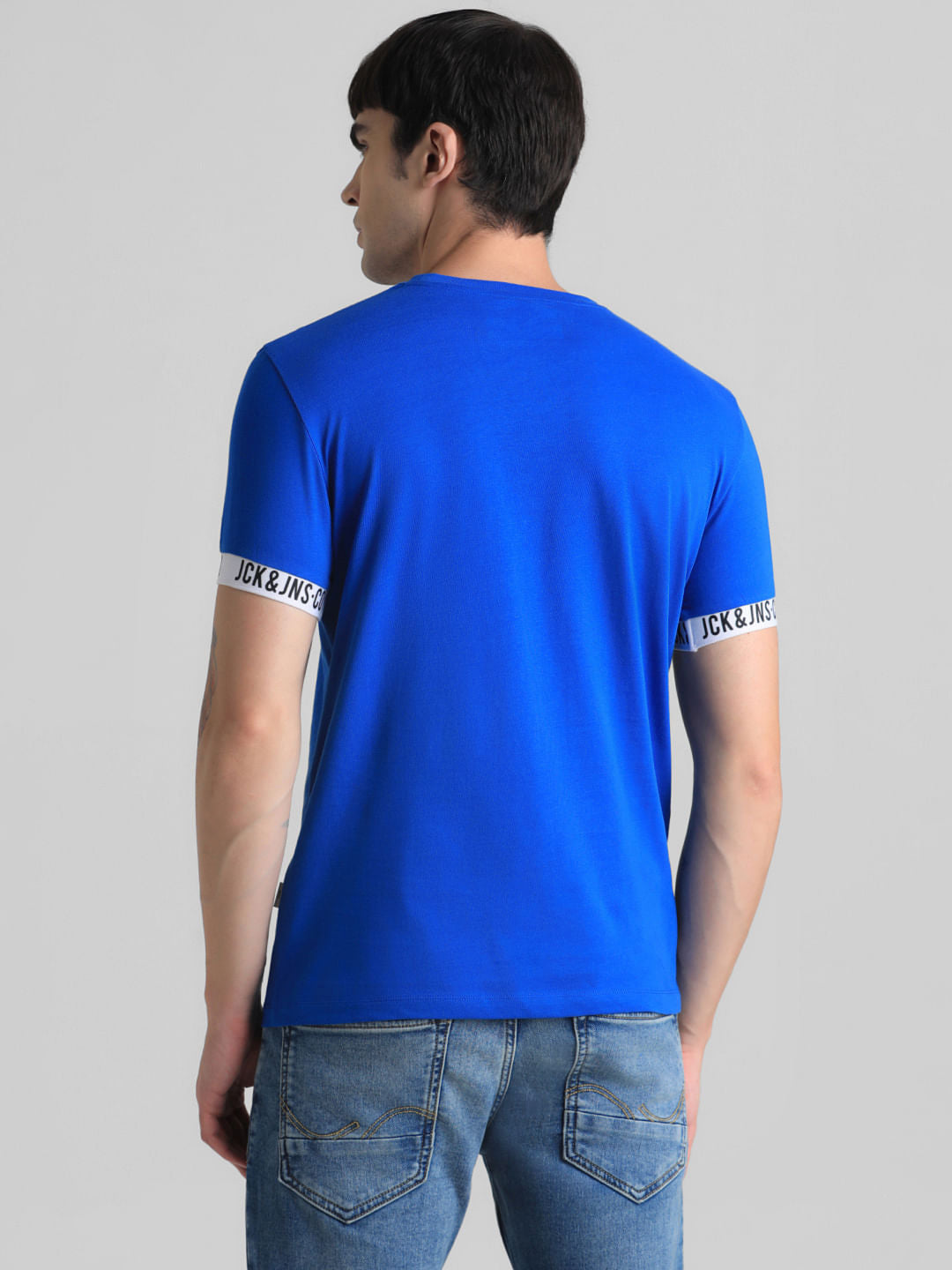 Blue Jacquard Slim Fit T-shirt