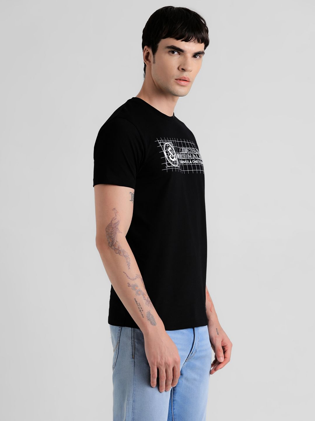 URBAN RACERS by JACK&JONES BLACK GRAPHIC PRINT T-SHIRT