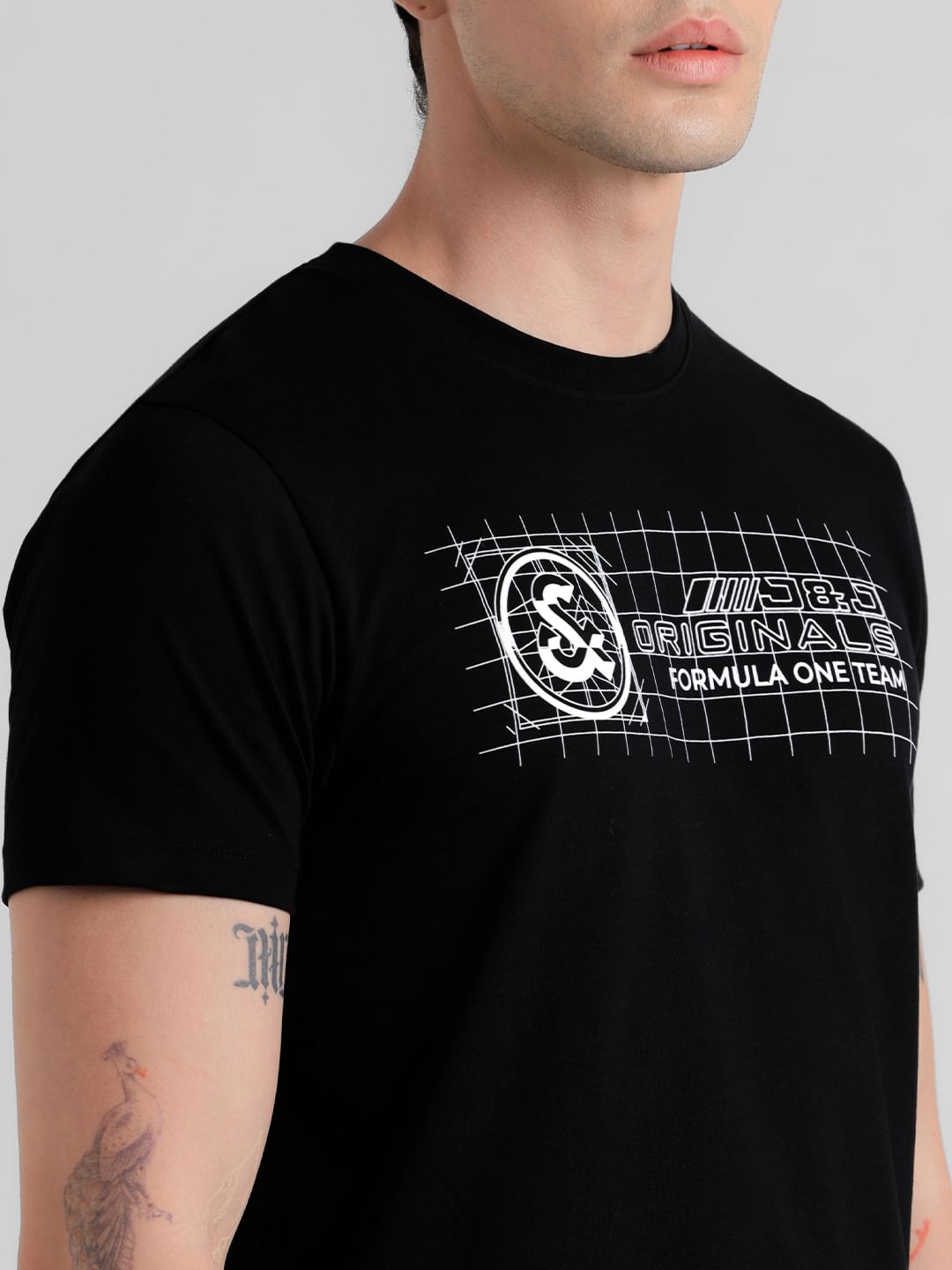 URBAN RACERS by JACK&JONES BLACK GRAPHIC PRINT T-SHIRT