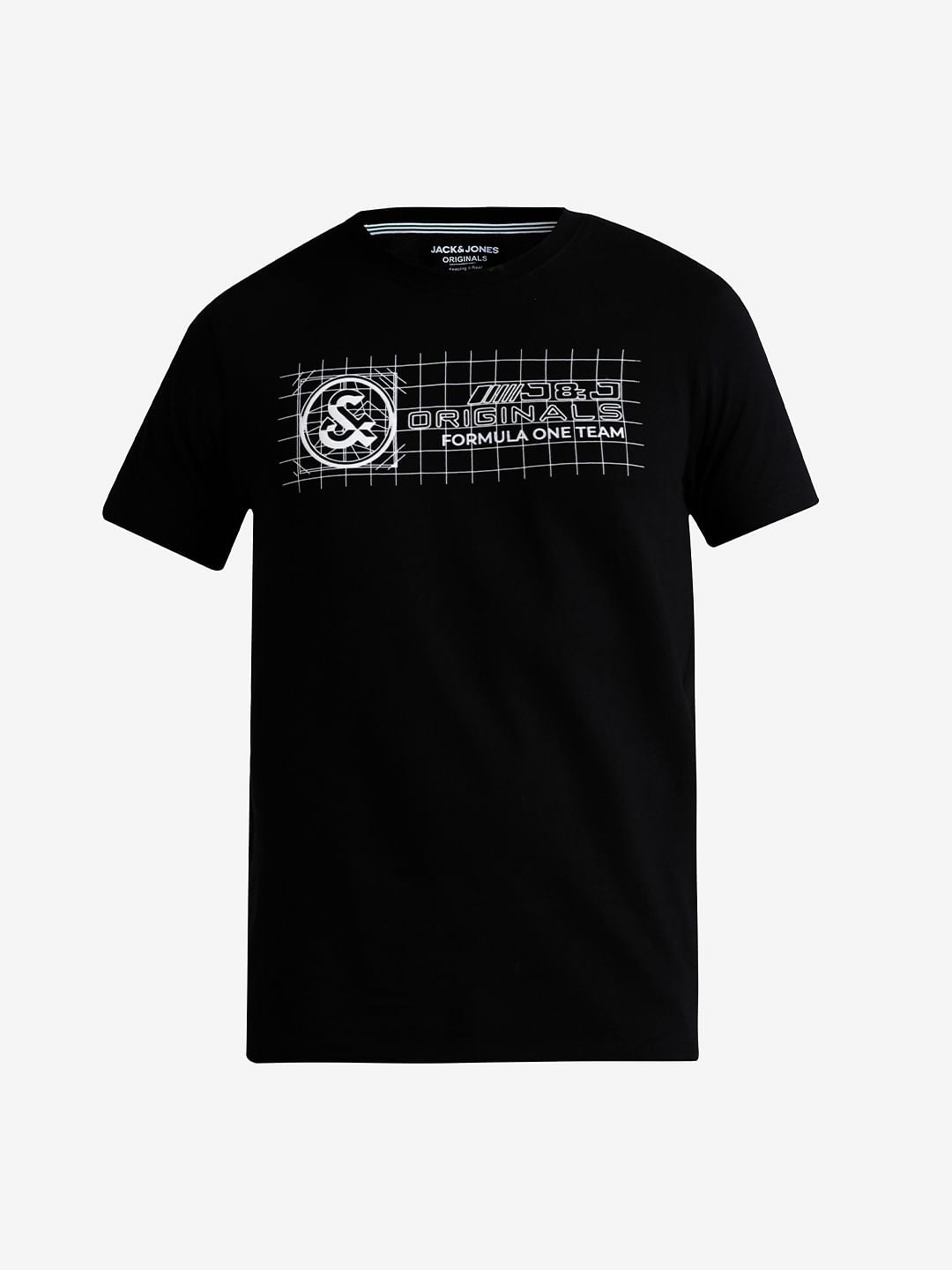 URBAN RACERS by JACK&JONES BLACK GRAPHIC PRINT T-SHIRT