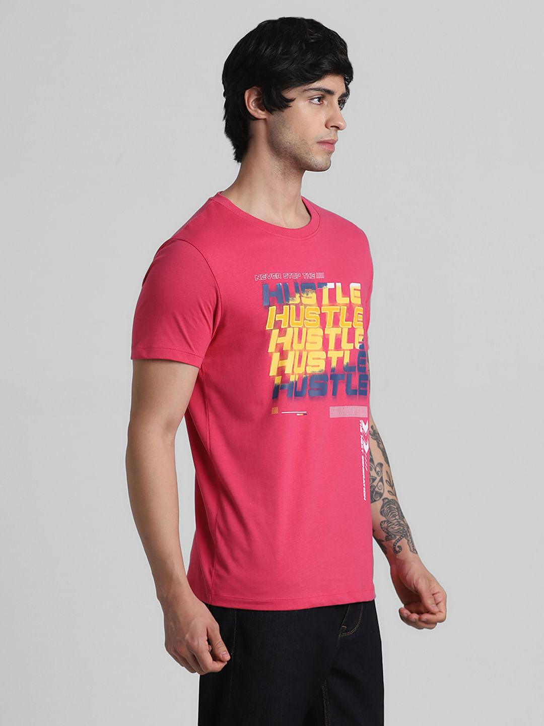 URBAN RACERS by JACK&JONES RED APPLIQUE TEXT CREW NECK T-SHIRT