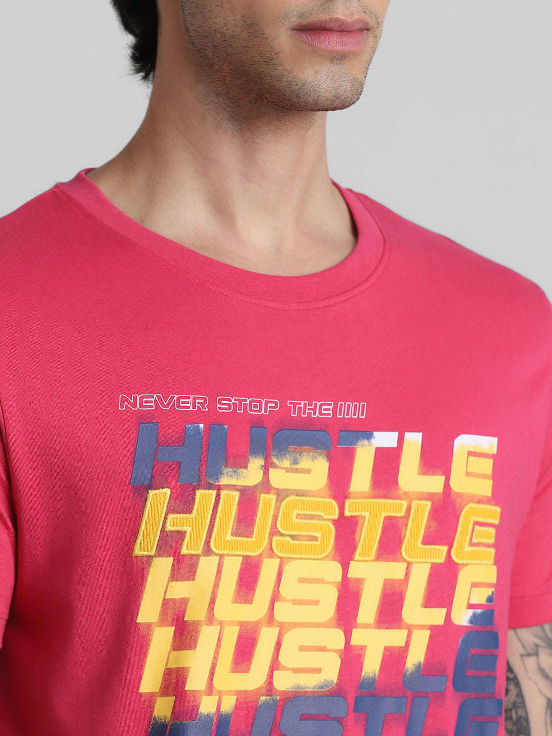 URBAN RACERS by JACK&JONES RED APPLIQUE TEXT CREW NECK T-SHIRT