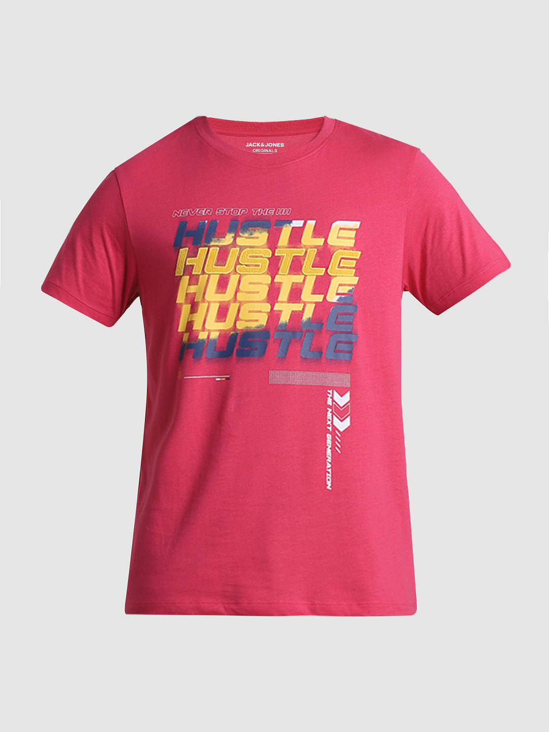 URBAN RACERS by JACK&JONES RED APPLIQUE TEXT CREW NECK T-SHIRT